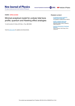 Minimal Analytical Model for Undular Tidal Bore Profile