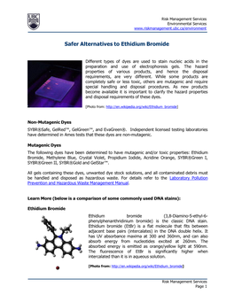 UBC's Safer Alternatives to Ethidium Bromide