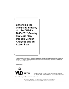 Enhancing the Utility and Efficacy of USAID/Mali's 2003–2012 Country