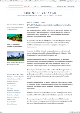 Business Visayas: DTI, IP Philippines Open Intellectual Property Satellite