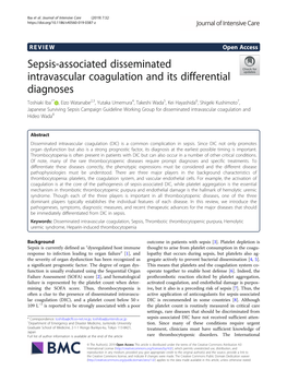 Sepsis-Associated Disseminated Intravascular Coagulation and Its