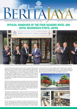 Official Handover of the Four Seasons Hotel and Hotel Residences Kyoto, Japan