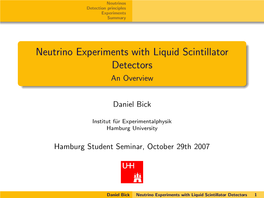 Neutrino Experiments with Liquid Scintillator Detectors an Overview