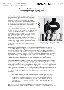 Conrad Marca-Relli: the Architecture of Action Curated by Kenneth Baker and David Anfam 10 October – 24 November 2012