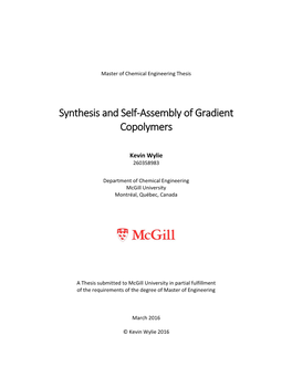 Synthesis and Self-Assembly of Gradient Copolymers