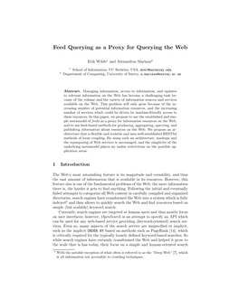 Feed Querying As a Proxy for Querying the Web