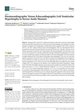 Electrocardiographic Versus Echocardiographic Left Ventricular Hypertrophy in Severe Aortic Stenosis