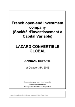 French Open-End Investment Company (Société D'investissement À Capital Variable)