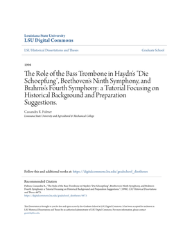 The Role of the Bass Trombone in Haydn's 