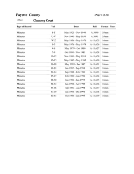 Fayette County (Page 1 of 22) Office: Chancery Court