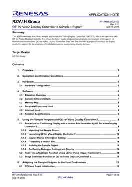 RZ/A1H Group QE for Video Display Controller 5 Sample Program