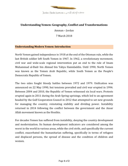 Understanding Yemen: Geography, Conflict and Transformations