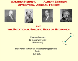 Walther Nernst, Albert Einstein, Otto Stern, Adriaan Fokker, and The