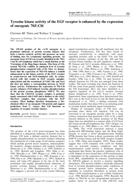 Tyrosine Kinase Activity of the EGF Receptor Is Enhanced by the Expression of Oncogenic 70Z-Cbl