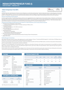 Indian Entrepreneur Fund (I) Fund Factsheet I February 2013