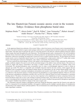 The Late Hauterivian Faraoni Oceanic Anoxic Event in the Western Tethys: Evidence from Phosphorus Burial Rates