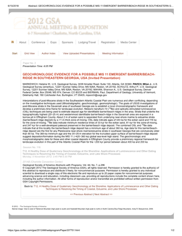 Geochronologic Evidence for a Possible Mis 11 Emergent Barrier/Beach-Ridge in Southeastern G…