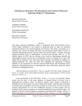 The Potential of Actor-Network Theory for Analyzing Children's Videomaking