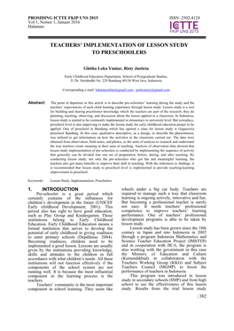 Teachers' Implementation of Lesson Study To