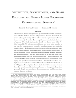 Destruction, Disinvestment, and Death: Economic and Human Losses Following Environmental Disaster∗