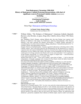 Post-Shakespeare 1900-2010 Chronology