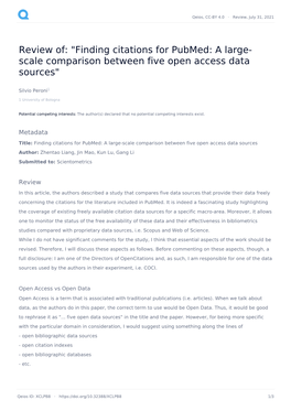 Finding Citations for Pubmed: a Large-Scale Comparison Between Five Open Access Data Sources