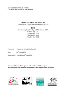 Core Management Plan Including Conservation Objectives