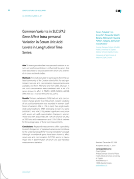 Common Variants in SLC17A3 Gene Affect Intra-Personal Variation In