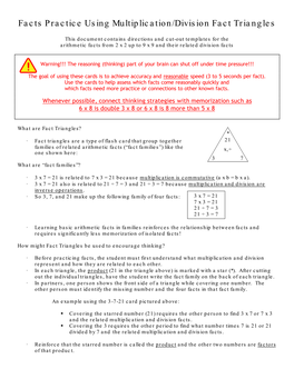 Multiplication Division Fact Triangles