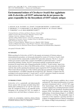 Environmental Isolates of Citrobacter