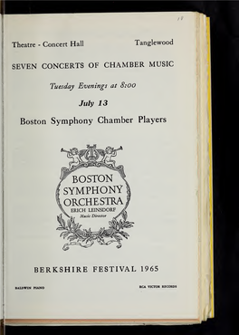 Boston Symphony Orchestra Concert Programs, Summer, 1965-1966