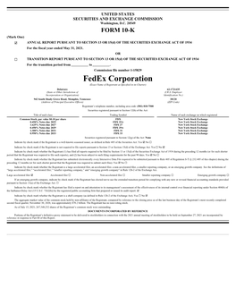 Fedex Corporation (Exact Name of Registrant As Specified in Its Charter)