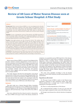 Review of 48 Cases of Motor Neuron Disease Seen at Groote Schuur Hospital: a Pilot Study