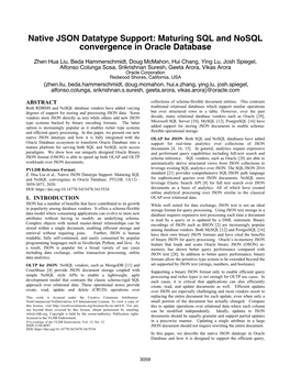 Native JSON Datatype Support: Maturing SQL and Nosql Convergence in Oracle Database