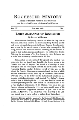 EARLY ALMANACS of Rochester