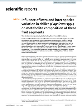 Influence of Intra and Inter Species Variation in Chilies (Capsicum Spp.)