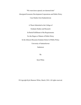 Aboriginal Economic Development Corporations and Public Policy