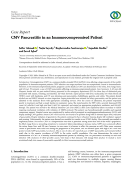 CMV Pancreatitis in an Immunocompromised Patient