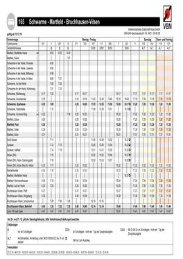 165 Schwarme - Martfeld - Bruchhausen-Vilsen Verkehrsbetriebe Grafschaft Hoya Gmbh Gültig Ab 15.12.19 VBN-24H-Serviceauskunft Tel