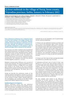 Q Fever Outbreak in the Village of Noćaj, Srem County, Vojvodina Province, Serbia, January to February 2012