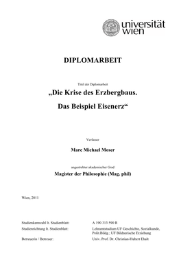 Diplomarbeit „Die Krise Des Erzbergbaus. Das Beispiel Eisenerz“