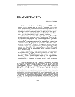 Framing Disability