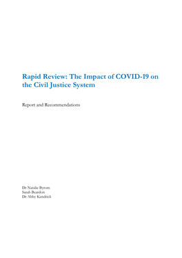 Rapid Review: the Impact of COVID-19 on the Civil Justice System
