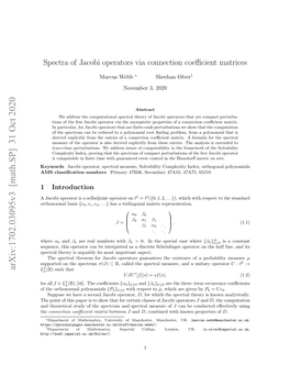 Spectra of Jacobi Operators Via Connection Coefficient Matrices