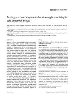 Ecology and Social System of Northern Gibbons Living in Cold Seasonal Forests