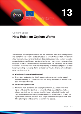 New Rules on Orphan Works