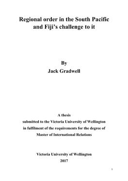 Regional Order in the South Pacific and Fiji's Challenge to It