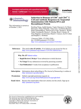 Recombinant Protein Immunization with Malaria DNA and Cell And