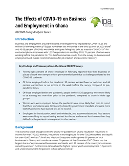 (2020). the Effects of COVID-19 on Business and Employment in Ghana