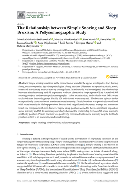 The Relationship Between Simple Snoring and Sleep Bruxism: a Polysomnographic Study